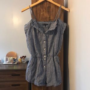 Striped Romper with Adjustable Straps and Pockets